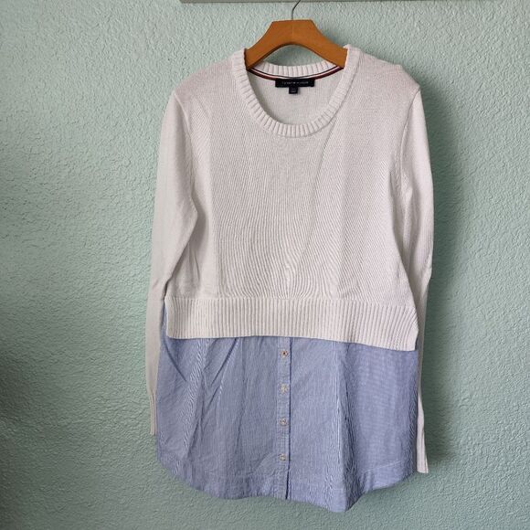Tommy hilfiger long sleeve overlay Crop sweater - Picture 1 of 10